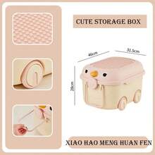 1pc Cute Cartoon Children Toy Storage Box With Wheels, Multi-Functional And Movable, Creative Storage Box For Building Blocks And Other Things, Small Treasure In Lovely Room - Toy Storage (35*35cm) - View 9