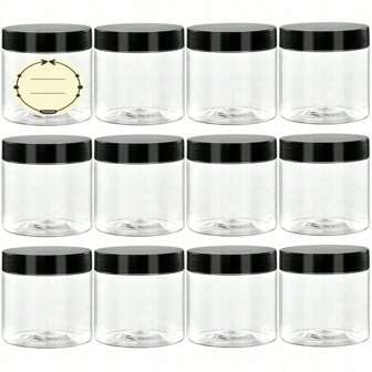 12Pcs Plastic Jars With Lids, 4OZ Slime Containers Empty Clear Plastic Jars Refillable Plastic Cosmetic Containers With Screw On Lids For Kitchen Use Lotions & Beauty Products