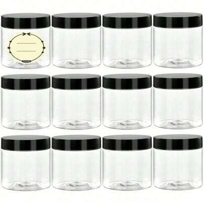 12 Piezas Frascos De Plástico Con Tapas, Contenedores De Limo De 4oz, Frascos De Plástico Transparentes Vacíos, Contenedores De Cosméticos Rellenables De Plástico Con Tapas De Rosca Para Uso En La Cocina, Lociones Y Productos De Belleza