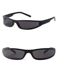 1 Pair Men's Fashionable Y2K Sports Glasses, Mirror Lens, Wrap-Around Futuristic Fashion Glasses, Punk Hiphop Style Narrow Rectangular Frames, Compact Eyewear Suitable For Parties, Driving, Beach, Festivals, Travel, Can Be Paired With Halloween Costumes, Streetwear, Sweaters, Jackets, Hoodies, Leather Pants, Cargo Pants, Great For Summer Beach Vacations, Outdoor Activities And Traveling - Multicolor - View 10
