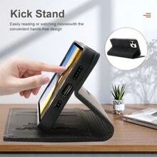 Luxury Wallet Skin-Friendly Material With Card Slot Photo Frame Bracket Function Flip Leather Case For IPhone ForSamsung Galaxy Compatible With Xiaomi Redmi , Pixel Compatible With Huawei Business Shockproof Anti-Fall Mobile Phone Cover Shell