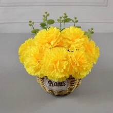 康乃馨花，人造康乃馨花，20/30/40/50/100朵絲綢仿真康乃馨花頭含莖，適用於居家婚禮裝飾、DIY花環、花環手工藝、婚禮派對 - 黃色 - 查看 8