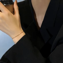 S925純銀超細蛇骨鏈手鍊,女性ins風格極簡設計適用於通勤、疊穿和多用途裝飾 - 杏色 - 查看 2