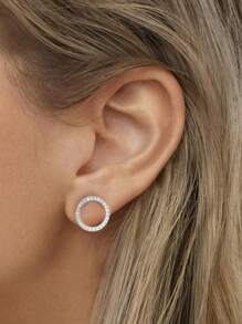 1 Paire De Boucles D'oreilles Rondes À Zircone En Argent Sterling S925 Bijoux Fins Pour Femme