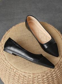 Women's Pointed Toe Flat Shoes, Gray Patchwork With Khaki, Black & White, Olive Green, Red, Comfortable For Casual, Outdoor, Commute, Work, Autumn Valentines
