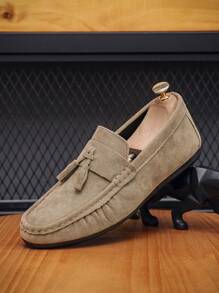 Mocasines casuales con adorno de borlas para hombres, zapatos con suela blanda para negocios (para pies anchos/empeine alto, por favor pida una talla talla grande grande)