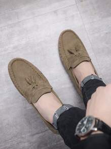 Mocasines casuales con adorno de borlas para hombres, zapatos con suela blanda para negocios (para pies anchos/empeine alto, por favor pida una talla talla grande grande)