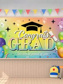 2024 Graduation Party Decoration Colorful Background Cloth,Congratulation Graduation Banner For 2024 Graduation Decorations And Graduation Party Supplies,Class Of 2024 Graduation Backdrop Banner. - Multicolor - View 1
