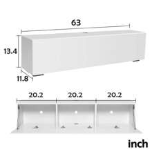 JOYSOURCE Floating TV Stand With LED For 60 65 70in TV, Glossy Wall Mounted Modern Entertainment Center With Storage, White