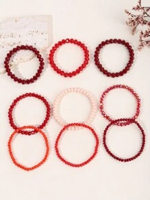 9pcs Faceted Elastic Bracelet