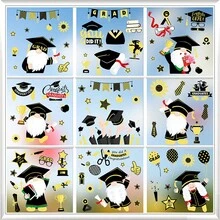 9 Sheets Graduation Window Sticker Gnome Window Clings Removable Congrats Grad Decals College Congratulation Party School Classroom Home Decor - Graduation Season-2 - View 3