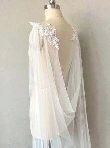 1 件白色蕾丝新娘披肩，婚礼配饰，蕾丝斗篷 200 厘米女士秋装 - 彩色 - 查看 5