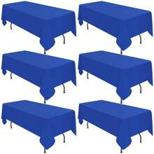 6 Pack Polyester Tablecloth 60 X 102 Inch  Polyester Table Cloth For 6 Foot Rectangle Tables, Stain And Wrinkle Resistant Washable Table Cover For Kitchen Wedding Banquet Restaurant Party Outdoors Camp Out Picnic Multiple Colors,Weddings Graduation Season Outdoor Events Entertain Guests - Royal Blue - View 1