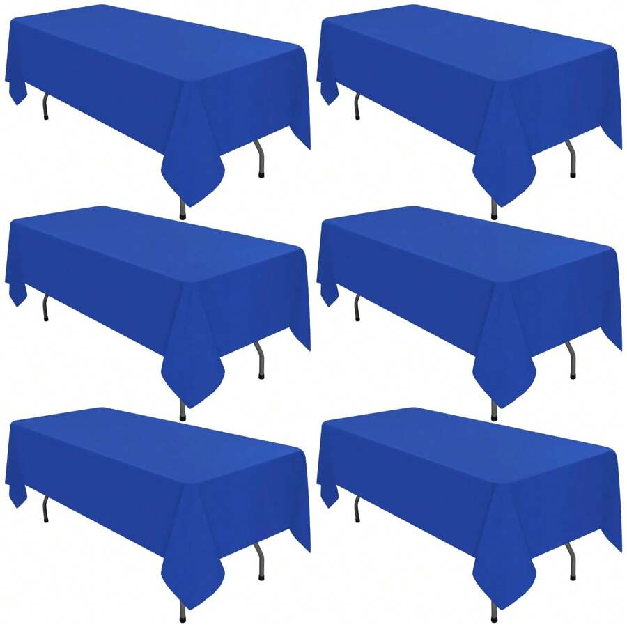 6 Pack Polyester Tablecloth 60 X 102 Inch Polyester Table Cloth For 6 Foot Rectangle Tables, Stain And Wrinkle Resistant Washable Table Cover For Kitchen Wedding Banquet Restaurant Party Outdoors Camp Out Picnic Multiple Colors,Weddings Graduation Season Outdoor Events Entertain Guests - Royal Blue - View 1