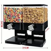 2pcs/Set Square Double Cup Food Storage Container, Suitable For Storing Grains, Oats And Other Food In The Kitchen, Also Can Be Used As Cereal Dispenser. - Black - View 4