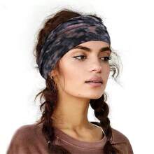 1pc New Bohemian Style Headband, Women's Tie-Dye Printed Broadside Knotted Sports Hairband, Elastic Headwrap Hair Accessories For Women And Girls,Turban Headband Fall Winter Hair Band For Vacation Outfits Woman
