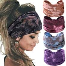 1pc New Bohemian Style Headband, Women's Tie-Dye Printed Broadside Knotted Sports Hairband, Elastic Headwrap Hair Accessories For Women And Girls,Turban Headband Fall Winter Hair Band For Vacation Outfits Woman