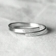 1pc "TRUST GOD" Adjustable Rings Two-Layer Stainless Steel Ring For Women And Men Free Size Upper And Down Two Layers - Adjustable - View 11
