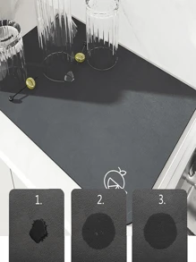 1pc Rubber Drying Pad,Coffee Machine Mat, Handmade Coffee Pot Drain Pad, Dish Drying Mat For Kitchen Counter, Heat Resistant Drainer Mats With Non-Slip Rubber Backed,Diatom Mud Draining Mat,Hide Stain Kitchen Super Absorbent Draining Mat, Easy To Clean Dish Rack Pad,Great For Kitchen, Coffee Shop, Bar, Festival, Party, Home Decoration - Black - View 11