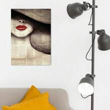 1張復古舊報紙牆壁藝術海報,女人抽象現代夜總會酒吧家居裝飾,不含相框 - 彩色 - 查看 4