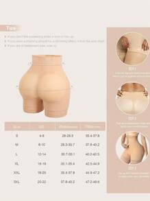 提臀塑身衣 女士收腹内裤 带钩扣拉链 1 件 - 杏色 - 查看 7