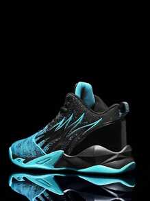 Zapatillas de baloncesto delanteras con cordones Colorblock para hombre, zapatillas de deporte gruesas para exteriores con punta redonda