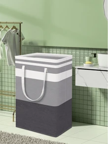 1個75升便攜式洗衣籃,帶手柄可摺疊且適用於存放衣物/玩具,適用於家居、宿舍、洗衣房 - 灰色 - 查看 5
