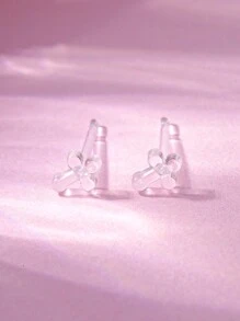 1 đôi Trong sáng Nhựa PC Chất liệu Vượt qua Hình dạng Bông tai stud Với Trắng Hộp Và Silicone Đinh tán tai , Thích hợp Đối với Nhạy cảm Đôi tai Và Mặc Đang ngủ - chữ thập hình tròn - Xem 1