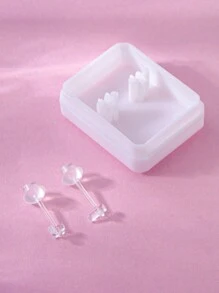 1 đôi Trong sáng Nhựa PC Chất liệu Vượt qua Hình dạng Bông tai stud Với Trắng Hộp Và Silicone Đinh tán tai , Thích hợp Đối với Nhạy cảm Đôi tai Và Mặc Đang ngủ - chữ thập hình tròn - Xem 4