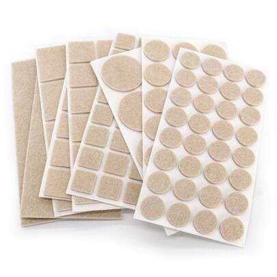 130pcs Felt Furniture Pad Anti-Scratch Self-Adhesive & Cuttable Chair Leg Floor Protector For Hardwood, Tile Floors, Table Legs, Sofa Beds - Beige