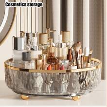 Slouchy Susan Turntable Organizer For Cabinet, Makeup Perfume Organizer, Plastic Rotating Turntray Container Bins, Round Spinning Organization For Pantry, Fridge, Countertop, Condiments - Grey - View 4
