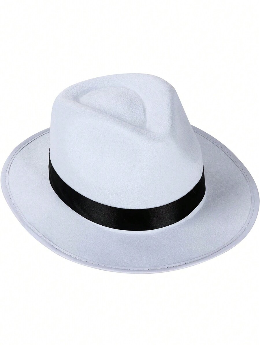 3Pack Classic White Felt Fedora Hats, 20s Halloween Costume, 1920's