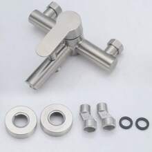 1pc In-Wall Hot & Cold Shower Faucet With Stainless Steel 3-Way Diverter And Handheld Shower, Mixing Valve Included - Brushed Silver - View 11
