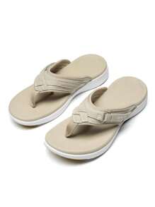 Women's Arch Support Flip Flops Comfortable Thong Sandals - 米色 - 查看 5