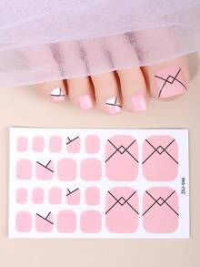 Beauty Sticker 3 Sheets (66 Toes) Simpe French Line Design Toe Nail Stickers+1pc Nail File - Full Toe Nail Art Sticker For Women And Girls - Multicolor - View 5