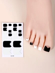Beauty Sticker 3 Sheets (66 Toes) Simpe French Line Design Toe Nail Stickers+1pc Nail File - Full Toe Nail Art Sticker For Women And Girls - Multicolor - View 6