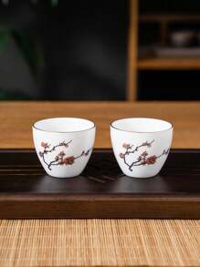 1入組北歐風格復古梅花陶瓷茶杯，ins風格茶杯，家庭飲用杯，創意收藏酒杯，節日禮物，生日祝福 - 彩色 - 查看 10