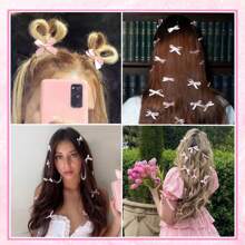 18 chiếc nơ cài tóc màu hồng cho nữ, ruy băng cài tóc, nơ cài tóc nhỏ, kẹp tóc satin nhỏ, nơ mini, kẹp tóc, phụ kiện tóc cho nữ và bé gái, kẹp càng cua, đồ dùng học tập, phụ kiện ngày Valentine, phụ kiện đội đầu, ghim cài tóc - Hồng - Xem 7