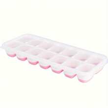 1/4 件装硅胶冰格，厨房小工具，14 格冰格模具，带可拆卸盖子，柔韧耐用，可堆叠，适用于冰箱冷冻室，返校必备 - 彩色 - 查看 16