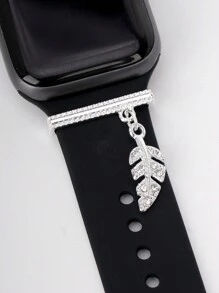 1 件金属时尚银叶表带饰物装饰环，兼容 表带配件，兼容 Galaxy Watch 系列表带饰物礼物 - 銀色 - 查看 3