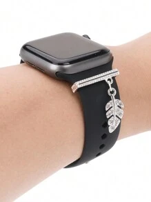 1 件金属时尚银叶表带饰物装饰环，兼容 表带配件，兼容 Galaxy Watch 系列表带饰物礼物 - 銀色 - 查看 2
