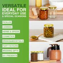 96ml/7oz Jam Jars With Lids Pack Of 24 Hexagonal Jam Jars Glass Honey Jars Pickles Chutneys Storage With Screw Gold Lids - Clear - View 4