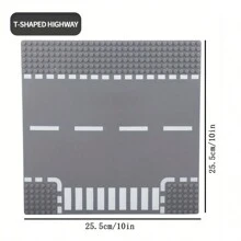 Bloques de construcción de partículas pequeñas, escena de arquitectura de ciudad, base de bloques de construcción de intersección de carretera en forma de T, juguete de construcción, regalo, escena de juguete
