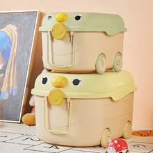 1pc Cute Cartoon Children Toy Storage Box With Wheels, Multi-Functional And Movable, Creative Storage Box For Building Blocks And Other Things, Small Treasure In Lovely Room - Toy Storage (35*35cm) - View 4