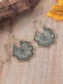 1 đôi Retro Phong cách Bohemian Hợp kim Xu hướng: Cắt giảm Hình hoa Dangle Hoa tai Đối với phụ nữ , Thích hợp Đối với Món quà , Kỳ nghỉ Và Sử dụng hàng ngày - Màu Bạc Cổ - Xem 3