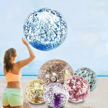 1pc 40cm Inflatable Flash Beach Ball, Summer Water Ball, Sequin Beach Ball, Summer Beach Swimming Pool, Party, - Blue - View 1