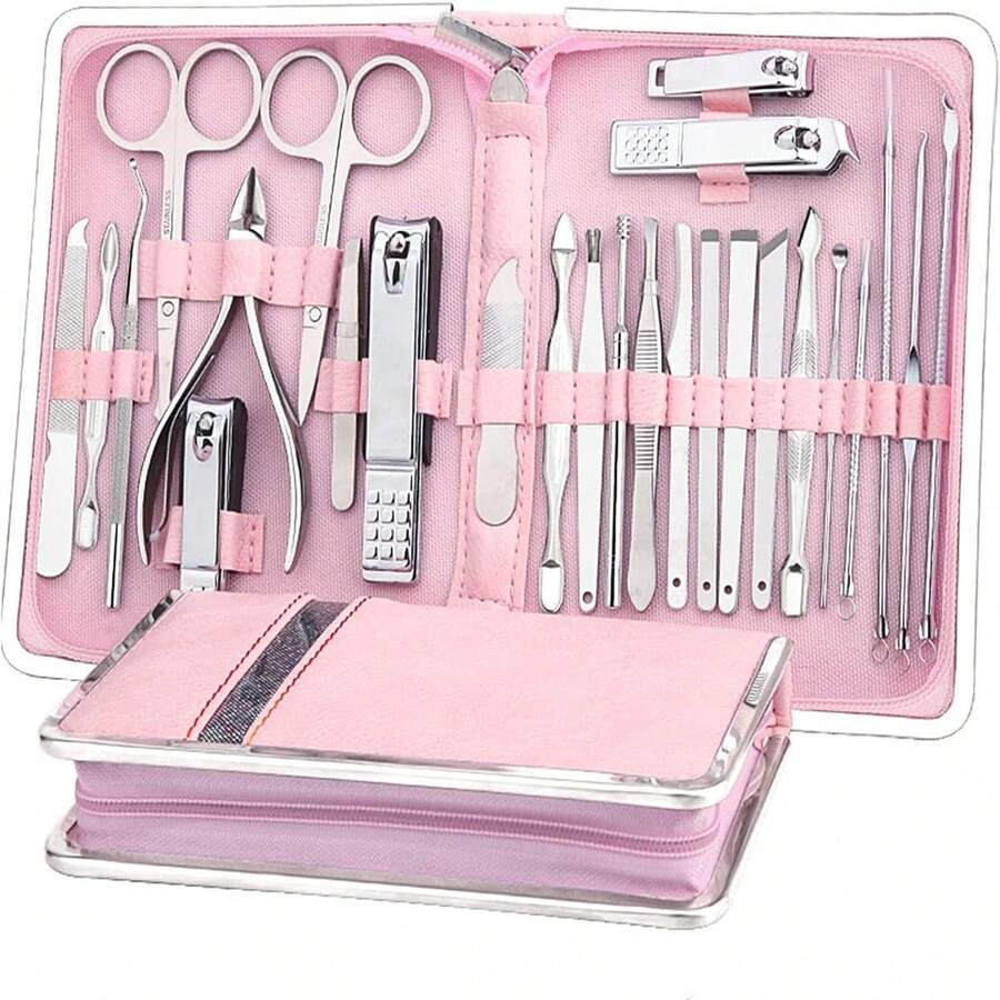 Juego De Cuchillos De Pedicura De Acero Inoxidable De 26 Pie - Rosa - Ver 1