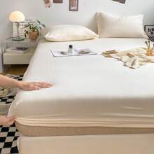 3件套親膚刷毛緊貼床單，360度包裹，防滑，無螢光劑，吸汗排濕床墊保護套+ 2枕套（1緊貼床單+ 2枕套）適用於臥室，客房，宿舍，兒童房，適用於四季 - 白色 - 查看 7