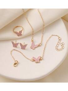 6 件套哑光皮革表带手表 + 蝴蝶手链套装，适合生日、万圣节、礼物（无盒）