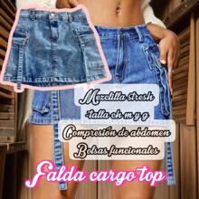 Falda cargo mezclilla - Azul - Ver 2